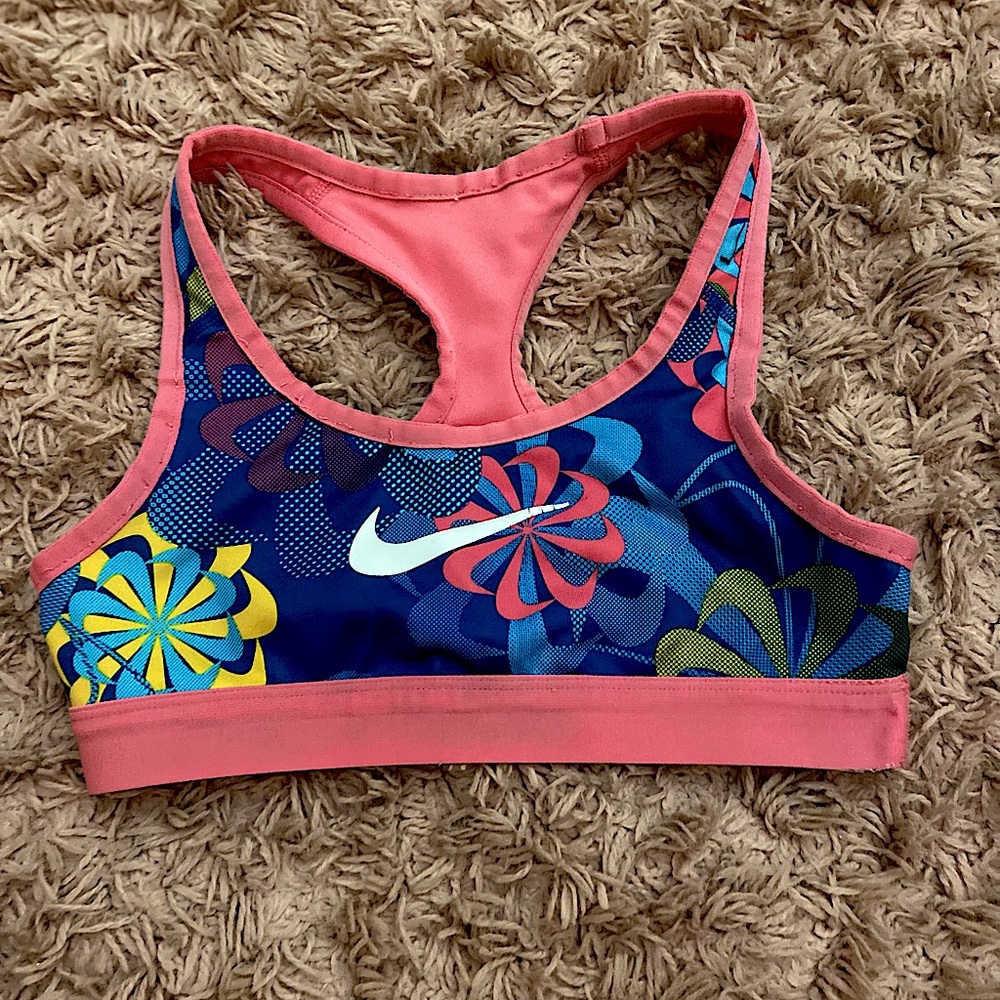Pink and purple sport bras